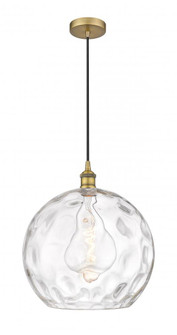 Athens Water Glass - 1 Light - 13 inch - Brushed Brass - Cord hung - Pendant (3442|616-1P-BB-G1215-14-LED)