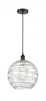 Athens Deco Swirl - 1 Light - 12 inch - Matte Black - Cord hung - Mini Pendant (3442|616-1P-BK-G1213-12)