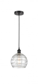 Athens Deco Swirl - 1 Light - 8 inch - Matte Black - Cord hung - Mini Pendant (3442|616-1P-BK-G1213-8-LED)