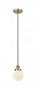 Beacon - 1 Light - 6 inch - Antique Brass - Cord hung - Mini Pendant (3442|616-1PH-AB-G201-6-LED)