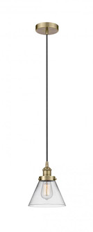 Cone - 1 Light - 8 inch - Antique Brass - Cord hung - Mini Pendant (3442|616-1PH-AB-G42-LED)