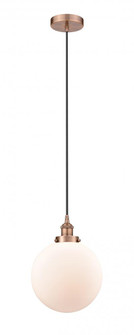 Beacon - 1 Light - 10 inch - Antique Copper - Cord hung - Mini Pendant (3442|616-1PH-AC-G201-10-LED)