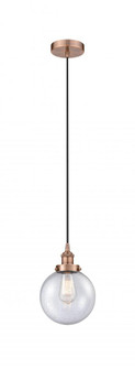 Beacon - 1 Light - 8 inch - Antique Copper - Cord hung - Mini Pendant (3442|616-1PH-AC-G204-8-LED)