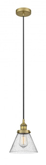 Cone - 1 Light - 8 inch - Brushed Brass - Cord hung - Mini Pendant (3442|616-1PH-BB-G44-LED)