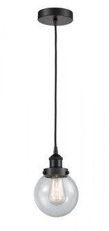 Beacon - 1 Light - 6 inch - Matte Black - Cord hung - Mini Pendant (3442|616-1PH-BK-G204-6-LED)