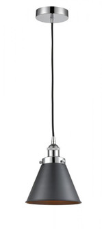 Appalachian - 1 Light - 8 inch - Polished Chrome - Cord hung - Mini Pendant (3442|616-1PH-PC-M13-BK-LED)