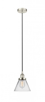 Cone - 1 Light - 8 inch - Polished Nickel - Cord hung - Mini Pendant (3442|616-1PH-PN-G42-LED)