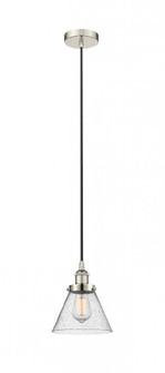 Cone - 1 Light - 8 inch - Polished Nickel - Cord hung - Mini Pendant (3442|616-1PH-PN-G44)
