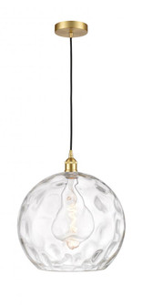 Athens Water Glass - 1 Light - 13 inch - Satin Gold - Cord hung - Pendant (3442|616-1P-SG-G1215-14-LED)