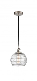 Athens Deco Swirl - 1 Light - 8 inch - Brushed Satin Nickel - Cord hung - Mini Pendant (3442|616-1P-SN-G1213-8)