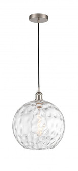 Athens Water Glass - 1 Light - 12 inch - Brushed Satin Nickel - Cord hung - Mini Pendant (3442|616-1P-SN-G1215-12-LED)
