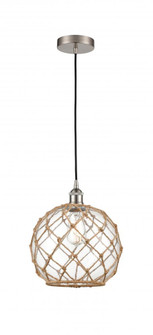 Farmhouse Rope - 1 Light - 10 inch - Brushed Satin Nickel - Cord hung - Mini Pendant (3442|616-1P-SN-G122-10RB-LED)