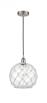 Farmhouse Rope - 1 Light - 10 inch - Brushed Satin Nickel - Cord hung - Mini Pendant (3442|616-1P-SN-G122-10RW)