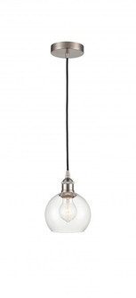 Athens - 1 Light - 6 inch - Brushed Satin Nickel - Cord hung - Mini Pendant (3442|616-1P-SN-G122-6)