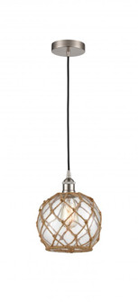 Farmhouse Rope - 1 Light - 8 inch - Brushed Satin Nickel - Cord hung - Mini Pendant (3442|616-1P-SN-G122-8RB)