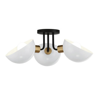 Gigi 22.75'' Black + Aged Brass Semi Flush Mount (205|GIG-810-BK-AG)
