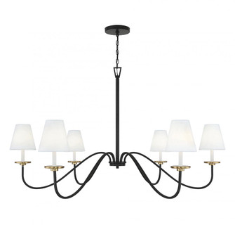 6-Light Chandelier in Black with Natural Brass Accents (8483|M100106BNB)