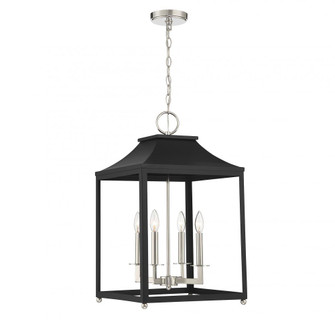 4-Light Pendant in Matte Black with Polished Nickel (8483|M30009MBKPN)