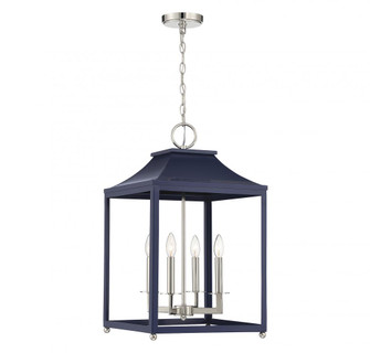 4-Light Pendant in Navy Blue with Polished Nickel (8483|M30009NBLPN)