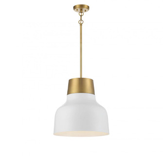 1-Light Pendant in White with Natural Brass (8483|M70115WHNB)