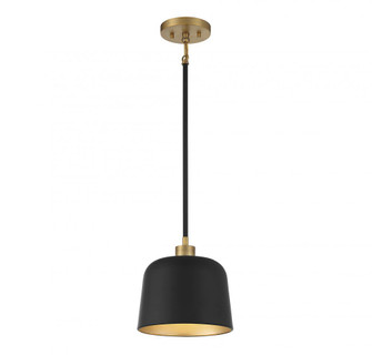 1-light Pendant In Matte Black With Natural Brass (8483|M70118MBKNB)