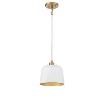 1-Light Pendant in White with Natural Brass (8483|M70118WHNB)