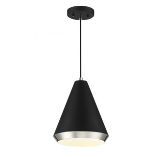 1-Light Pendant in Matte Black with Polished Nickel (8483|M70122MBKPN)