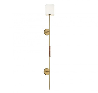 1-Light Plug-In Wall Sconce in Natural Brass with Leather Accent (8483|M90063NB)