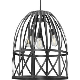 Chastain Collection Three-Light Cerused Black Oak Basket Farmhouse Pendant Light (149|P500344-187)