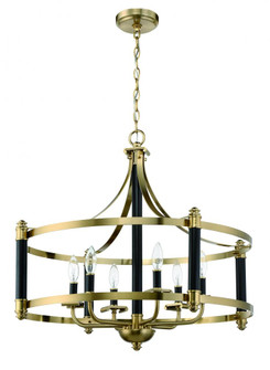 Stanza 6 Light Pendant in Flat Black/Satin Brass (20|54896-FBSB)