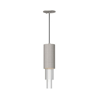 Bordeaux 4-in Brushed Nickel/Clear Ribbed Glass LED Pendant (7713|PD502204BNCR)