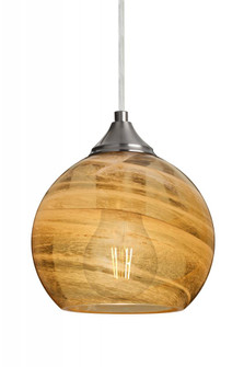 Besa, Jilly Cord Pendant, Vapor Amber, Satin Nickel Finish, 1x5W LED Filament (127|1JC-JILLYAM-EDIL-SN)