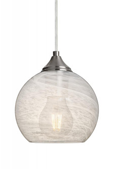 Besa, Jilly Cord Pendant, Vapor Clear, Satin Nickel Finish, 1x5W LED Filament (127|1JC-JILLYCL-EDIL-SN)