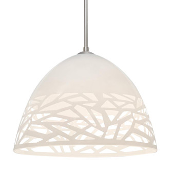 Besa Kiev Pendant, White, Satin Nickel Finish, 1x9W LED, 15Ft. Cord (127|1JT-KIEVWH-LED-SN-L)