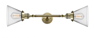 Cone - 2 Light - 8 inch - Antique Brass - Adjustable Bath Vanity Light (3442|208L-AB-G42-LED)