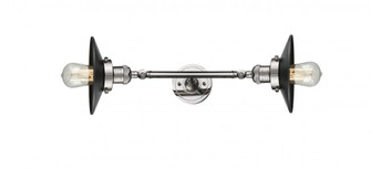 Railroad - 2 Light - 8 inch - Polished Nickel - Adjustable Bath Vanity Light (3442|208L-PN-M6BK-LED)