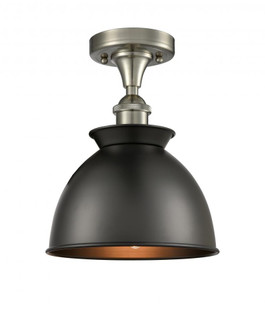 Adirondack - 1 Light - 8 inch - Brushed Satin Nickel - Semi-Flush Mount (3442|516-1C-SN-M14-BK)