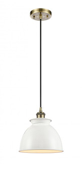 Adirondack - 1 Light - 8 inch - Antique Brass - Cord hung - Mini Pendant (3442|516-1P-AB-M14-W-LED)