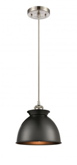 Adirondack - 1 Light - 8 inch - Brushed Satin Nickel - Cord hung - Mini Pendant (3442|516-1P-SN-M14-BK)