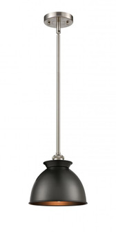 Adirondack - 1 Light - 8 inch - Brushed Satin Nickel - Mini Pendant (3442|516-1S-SN-M14-BK)