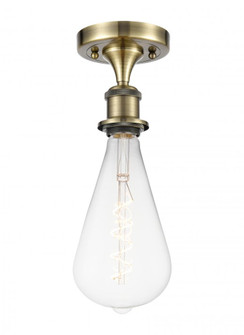 Bare Bulb - 1 Light - 5 inch - Antique Brass - Semi-Flush Mount (3442|516-1C-AB-BB125LED)
