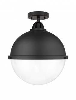 Hampden - 1 Light - 13 inch - Matte Black - Semi-Flush Mount (3442|288-1C-BK-HFS-122-BK-LED)