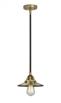 Railroad - 1 Light - 8 inch - Black Antique Brass - Stem hung - Mini Pendant (3442|288-1S-BAB-M4-AB-LED)