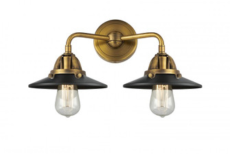 Railroad - 2 Light - 16 inch - Brushed Brass - Bath Vanity Light (3442|288-2W-BB-M6-BK-LED)
