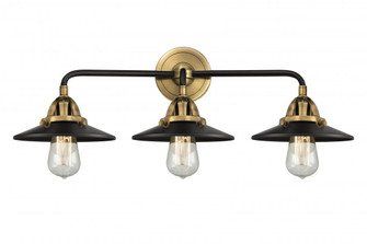 Railroad - 3 Light - 26 inch - Black Antique Brass - Bath Vanity Light (3442|288-3W-BAB-M6-BK-LED)