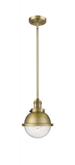 Hampden - 1 Light - 7 inch - Brushed Brass - Stem Hung - Mini Pendant (3442|201S-BB-HFS-64-BB-LED)
