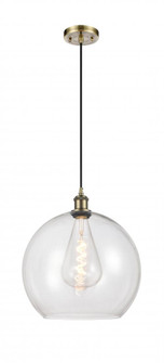 Athens - 1 Light - 14 inch - Antique Brass - Cord hung - Pendant (3442|516-1P-AB-G122-14)