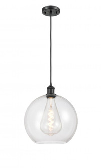 Athens - 1 Light - 12 inch - Matte Black - Cord hung - Mini Pendant (3442|516-1P-BK-G122-12)