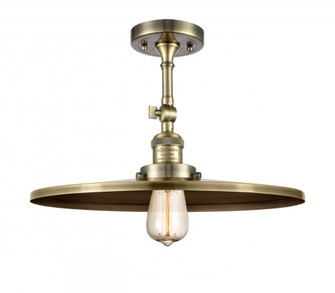 Railroad - 1 Light - 16 inch - Antique Brass - Adjustable Semi-Flush Mount (3442|201F-AB-MFR-AB-16-LED)