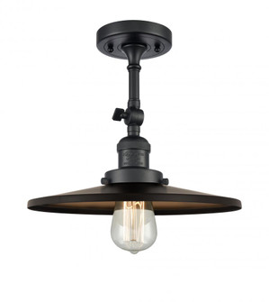 Railroad - 1 Light - 12 inch - Matte Black - Semi-Flush Mount (3442|201F-BK-MFR-BK-12)